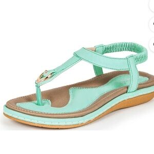 HAUTE EDITION Women's Classic Bohemian Comfort Sandals, Teal SZ: 5.5 (36 EU)